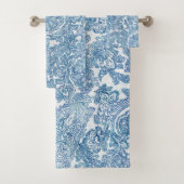 Blue Boho Lace Paisley Pattern Bad Handdoek (Insitu)