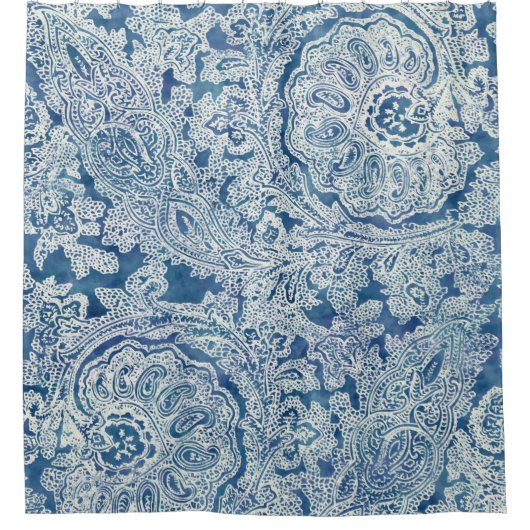 Blue Boho Lace Paisley Pattern Douchegordijn (Voorkant)