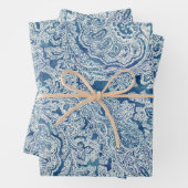 Blue Boho Lace Paisley Pattern Inpakpapier Vel (In situ)