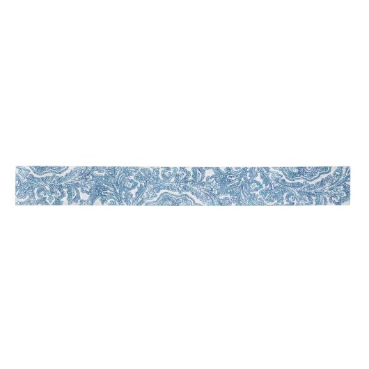 Blue Boho Lace Paisley Pattern Satijnen Lint (Voorkant)