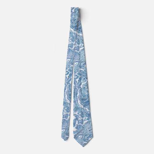 Blue Boho Lace Paisley Pattern Stropdas (Achterkant)
