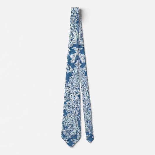 Blue Boho Lace Paisley Pattern Stropdas (Voorkant)