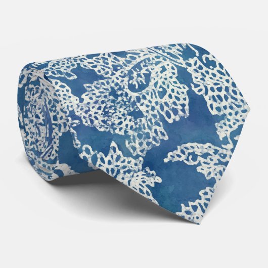 Blue Boho Lace Paisley Pattern Stropdas (Opgerold)