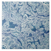 Blue Boho Lace Paisley Pattern Tegeltje (Voorkant)