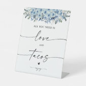 Blue Boho Love en Tacos Sign Reclamebord Met Voetstuk (Voorkant)