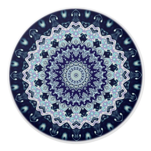 Blue Boho Mandala Keramische Knop (Voorkant)