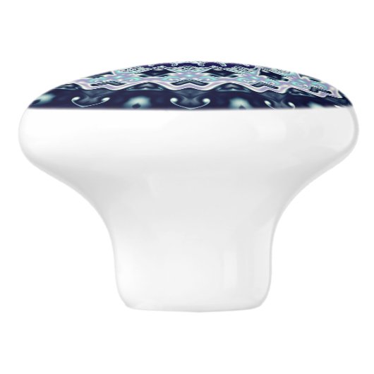 Blue Boho Mandala Keramische Knop (Zijkant)