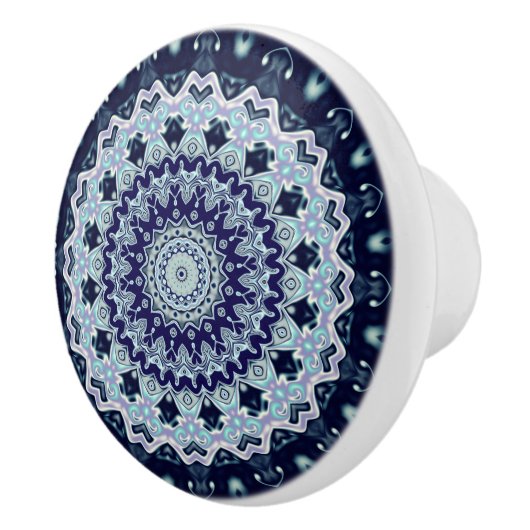 Blue Boho Mandala Keramische Knop (Rechts)