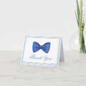 Blue Boho Minimalist Bow Lijst Baby shower Bedankkaart (Voorkant)