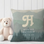 Blue Boho Monogram Mountain & Forest Retro Nursery Kussen