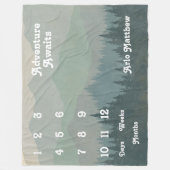 Blue Boho Mountains Retro Baby Milestone Fleece Deken (Voorkant)