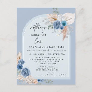 Blue Boho Niets Fancy Gewoon Liefde Aankondiging Briefkaart