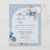 Blue Boho Niets Fancy Gewoon Liefde Aankondiging Briefkaart (Voorkant)