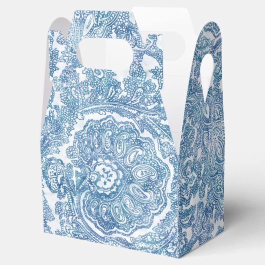 Blue Boho Paisley Pattern Bedankdoosjes (Geopend)