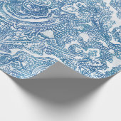 Blue Boho Paisley Pattern Cadeaupapier (Hoek)