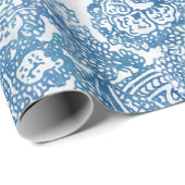Blue Boho Paisley Pattern Cadeaupapier (Rol Hoek)