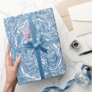 Blue Boho Paisley Pattern Cadeaupapier