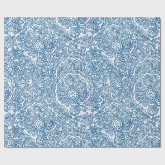 Blue Boho Paisley Pattern Cadeaupapier (Vlak)