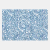 Blue Boho Paisley Pattern Inpakpapier Vel (Voorkant)