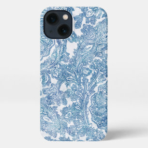 Blue Boho Paisley Pattern iPhone 13 Hoesje