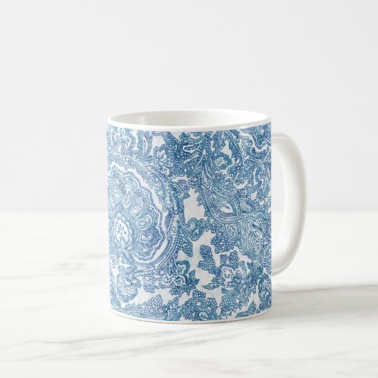 Blue Boho Paisley Pattern Koffiemok (Voorkant rechts)