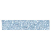 Blue Boho Paisley Pattern Korte Tafelloper (Horizontaal)