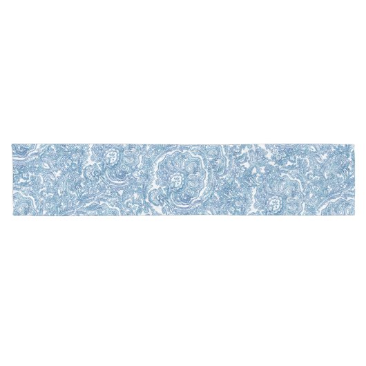 Blue Boho Paisley Pattern Korte Tafelloper (Horizontaal)