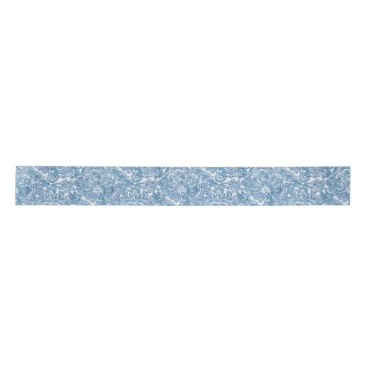 Blue Boho Paisley Pattern Satijnen Lint (Voorkant)