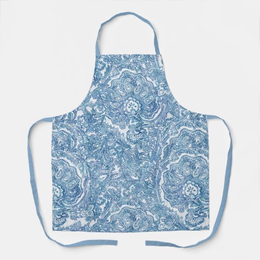 Blue Boho Paisley Pattern Schort (Voorkant)
