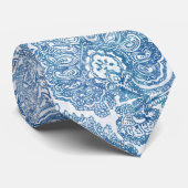 Blue Boho Paisley Pattern Stropdas (Opgerold)