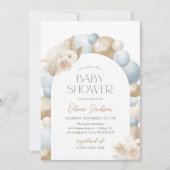 Blue Boho Pampas Grass Arch Boy Baby shower Kaart (Voorkant)
