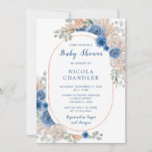 Blue Boho Pampas Grass Baby shower Kaart (Voorkant)