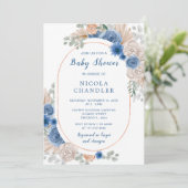 Blue Boho Pampas Grass Baby shower Kaart (Staand voorkant)