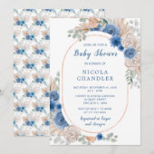 Blue Boho Pampas Grass Baby shower Kaart (Voorkant / Achterkant)