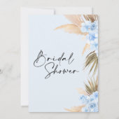 Blue Boho Pampas Grass Bridal Shower Kaart (Achterkant)
