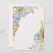 Blue Boho Pampas Grass Teddy Bear Baby shower Kaart (Achterkant)