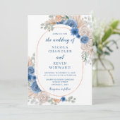 Blue Boho Pampas Grass Wedding Kaart (Staand voorkant)