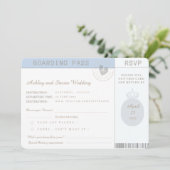 Blue Boho Passport RSVP Bruiloft Kaart (Staand voorkant)