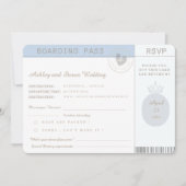 Blue Boho Passport RSVP Bruiloft Kaart (Voorkant)