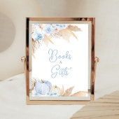 Blue Boho Pompoen Baby shower Boeken en geschenken Poster