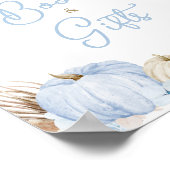 Blue Boho Pompoen Baby shower Boeken en geschenken Poster (Hoek)