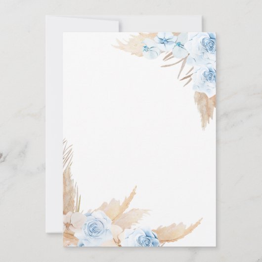 Blue Boho pompoen Baby shower Kaart (Achterkant)