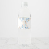 Blue Boho pompoen Baby shower Waterfles Etiket (Achterkant)