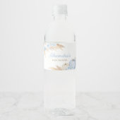 Blue Boho pompoen Baby shower Waterfles Etiket (Voorkant)