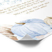 Blue Boho pompoen Baby shower zeg geen Baby Poster (Hoek)