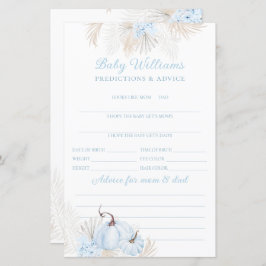 Blue Boho Pompoen Baby Voorspellingsspel