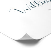 Blue Boho Poppin Champagne Baby shower Welkom Poster (Hoek)