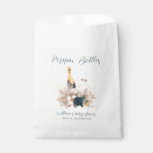 Blue Boho Poppin Champagne Bottles Baby shower Bedankzakje (Voorkant)