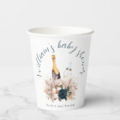 Blue Boho Poppin Champagne Bottles Baby shower Papieren Bekers (Achterkant)