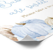 Blue Boho Pumpkin Baby shower Baby's zijn zoet Poster (Hoek)